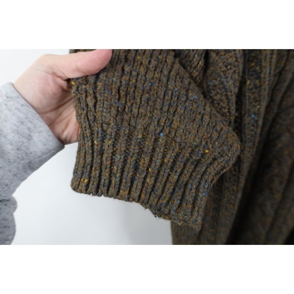 Vintage 90s Streetwear Mens Large Wool Blend Chunky Cable Knit Fisherman Sweater - Picture 6 of 10